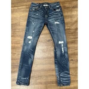 Cult Of Individuality Jeans Mens 32x32 Blue Punk Super Skinny Distressed Stretch